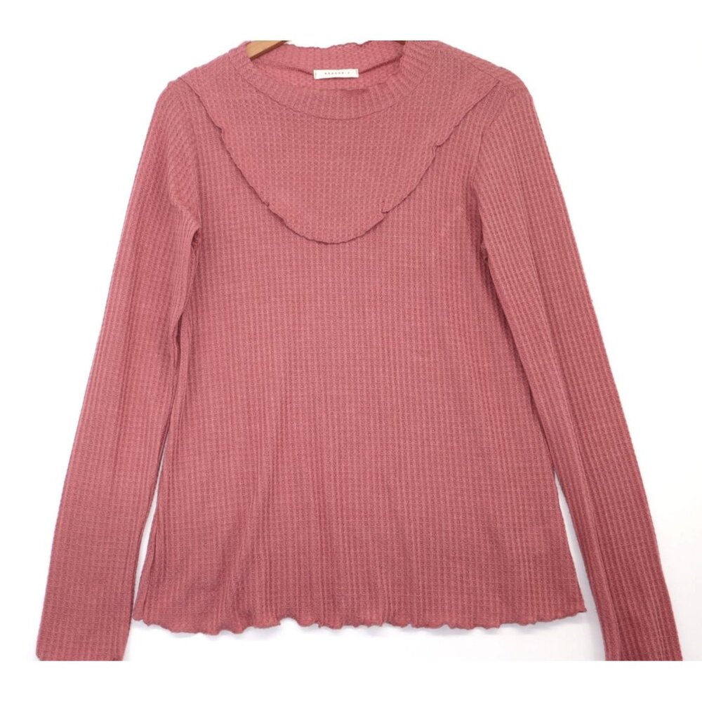 Vintage Y2K Reborn J Womens Pink Waffle Knit Long-Sleeve Top Babydoll Bella Swan